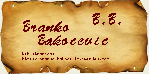 Branko Bakočević vizit kartica